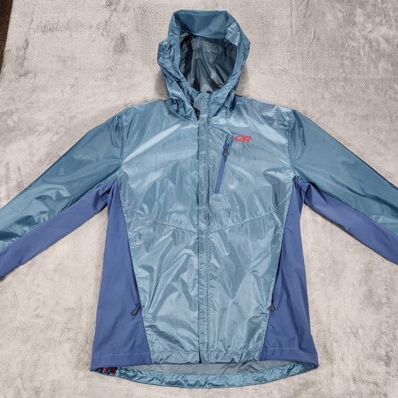 Outdoor Research Helium Hybrid Jacket Mens Medium Blue Hooded Pertex Shield - Picture 2 of 16